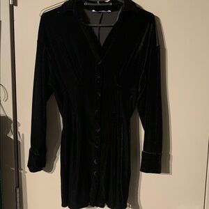 Black Velvet Button-Up dress